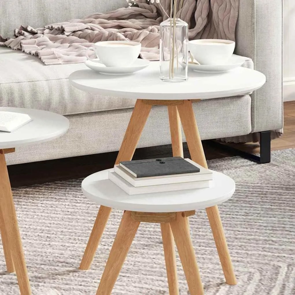 vidaXL Τραπεζάκι σαλονιού 3 pcs Καφέ Στερεό ξύλο καρυδιάς