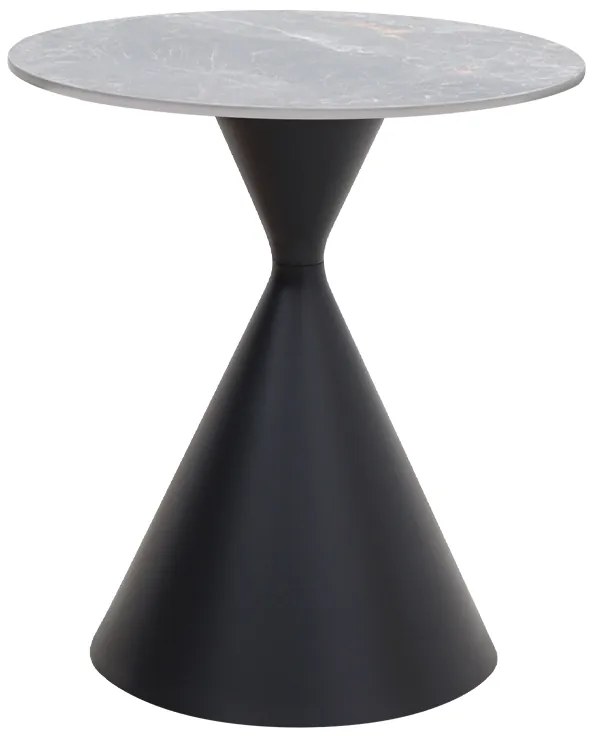 Τραπεζάκι βοηθητικό Logan Megapap sintered stone - μέταλλο χρώμα γκρι εφέ μαρμάρου - μαύρο Ø50x56εκ.