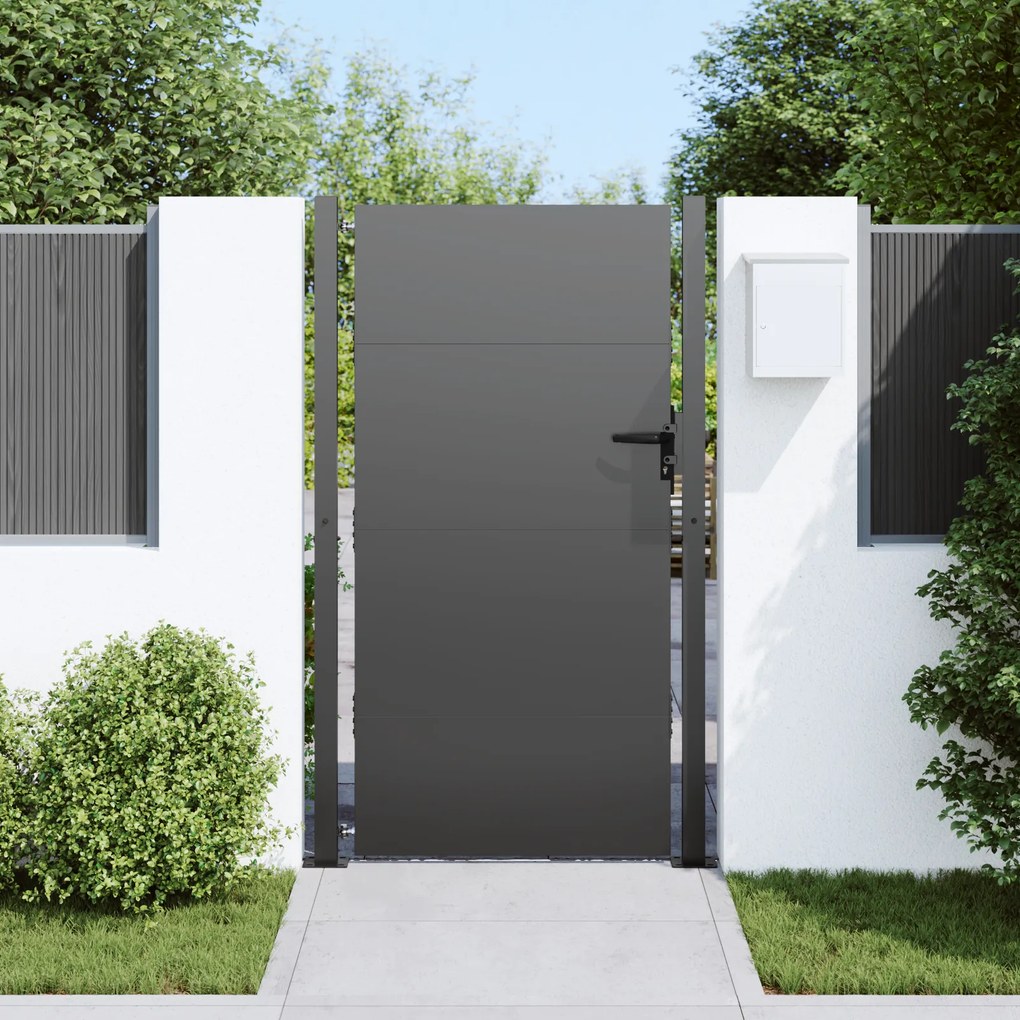 vidaXL Πύλη Κήπου Μαύρο 105 x 175 cm Ατσάλι με Επικάλυψη Πούδρας