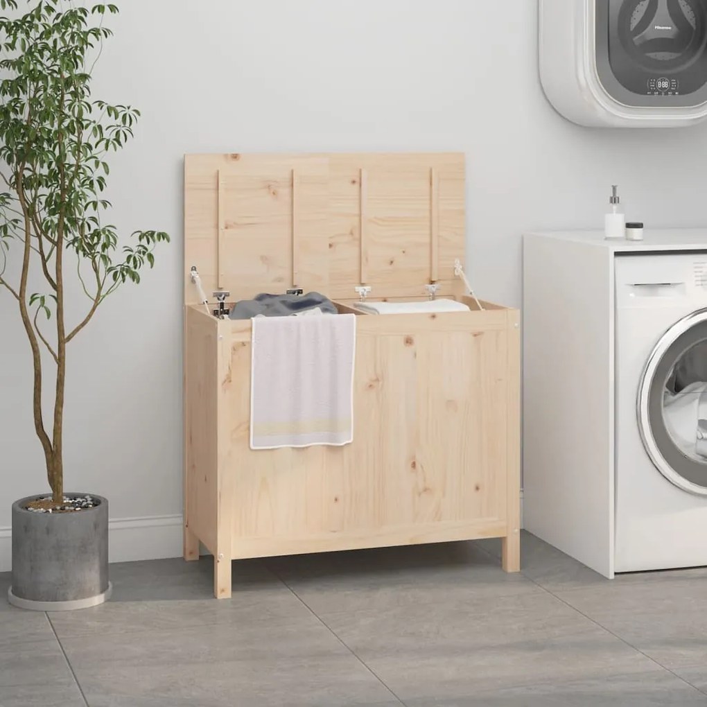 vidaXL Καλάθι Απλύτων 88,5x44x76 εκ. από Μασίφ Ξύλο Πεύκου