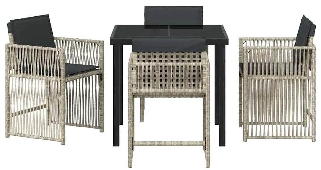 vidaXL Σέτ φαγητού για κήπο 5 pcs Ανοιχτό γκρι