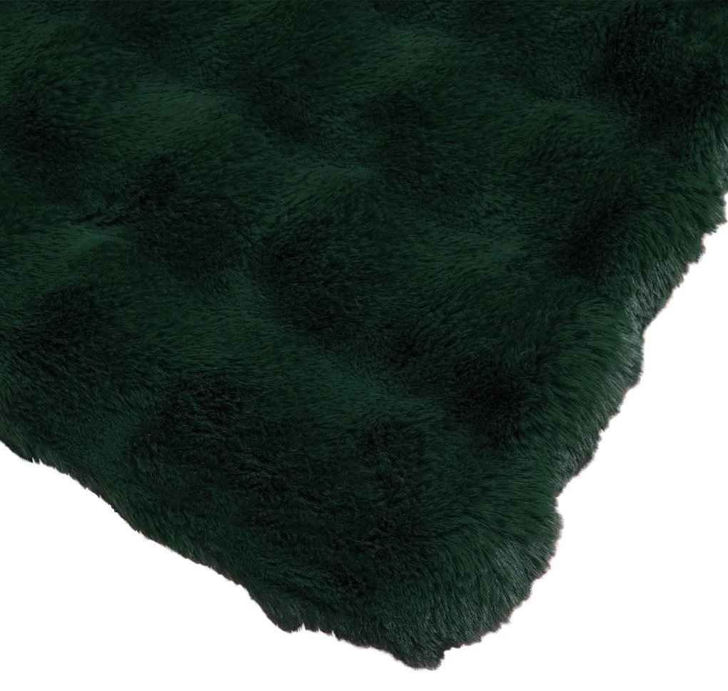 vidaXL Ψεύτικη κουβέρτα από κουνέλι Σκούρο Πράσινο 150 x 220 cm