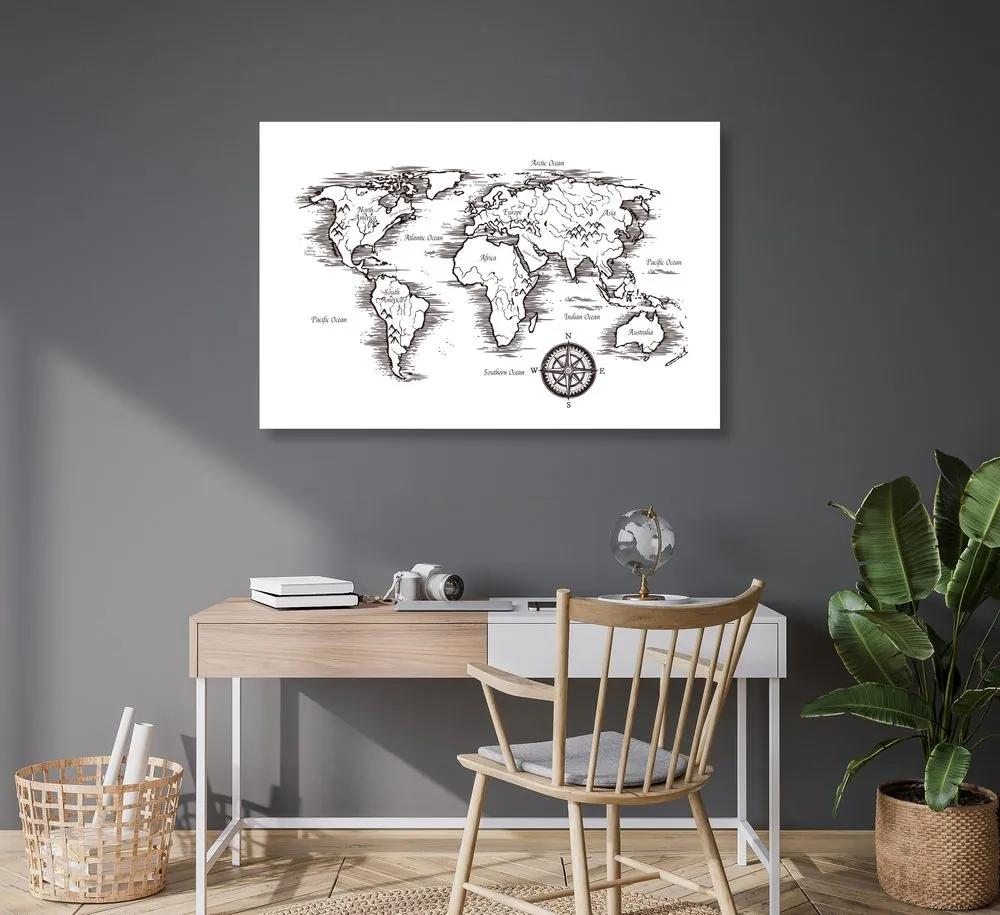 Εικόνα του παγκόσμιου χάρτη σε όμορφο σχέδιο - 60x40