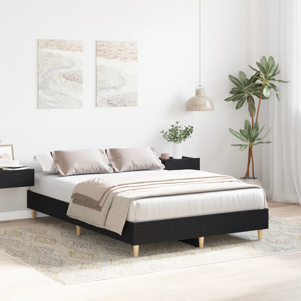 vidaXL Κρεβάτι 120x200 εκ σε Μαύρο Δρυς από Συνθετικό Ξύλο