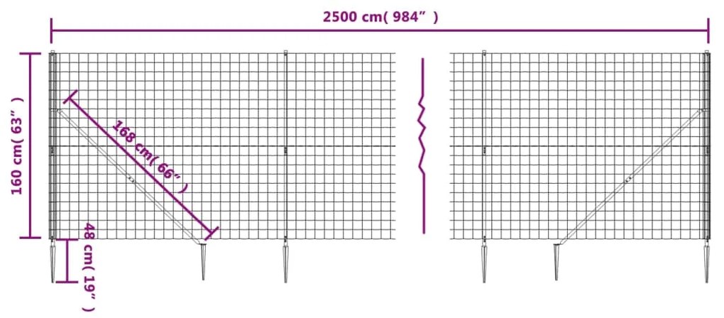 vidaXL Συρματόπλεγμα Περίφραξης Πράσινο 1,6 x 25 μ. με Καρφωτές Βάσεις