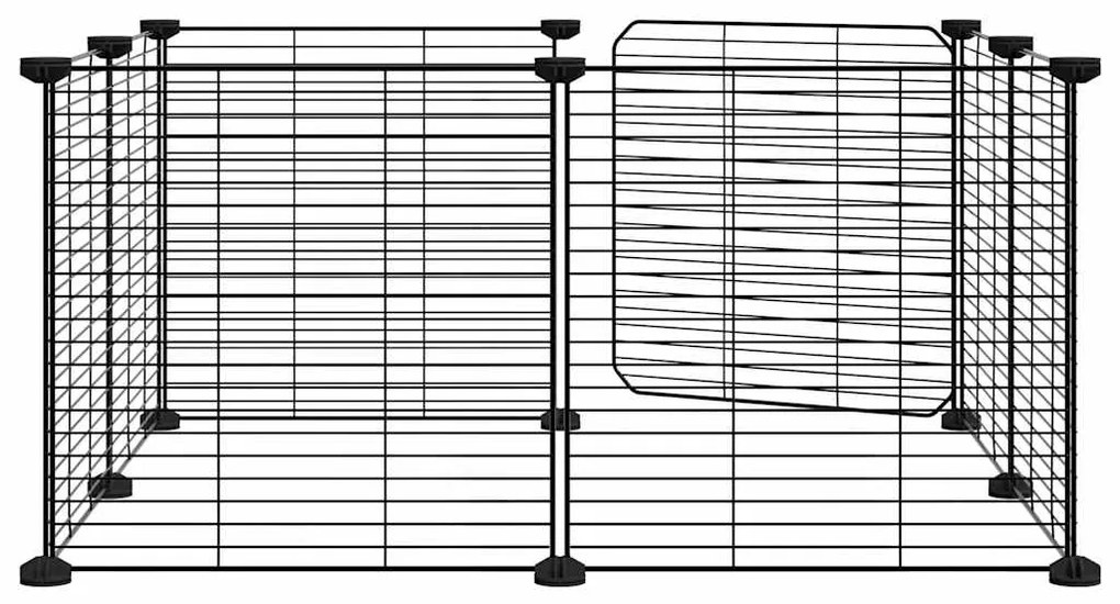 vidaXL Κλουβί Κατοικίδιων 8 Πάνελ με Πόρτα Μαύρο Ατσάλι 35x35 εκ.
