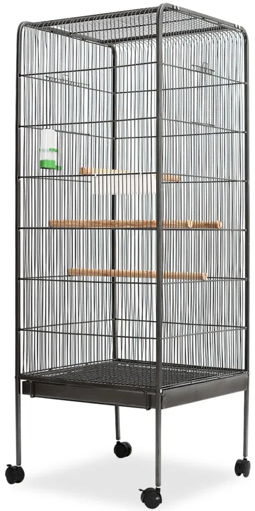 vidaXL Κλουβί Πουλιών Μαύρο 54 x 54 x 146 εκ. Ατσάλινο