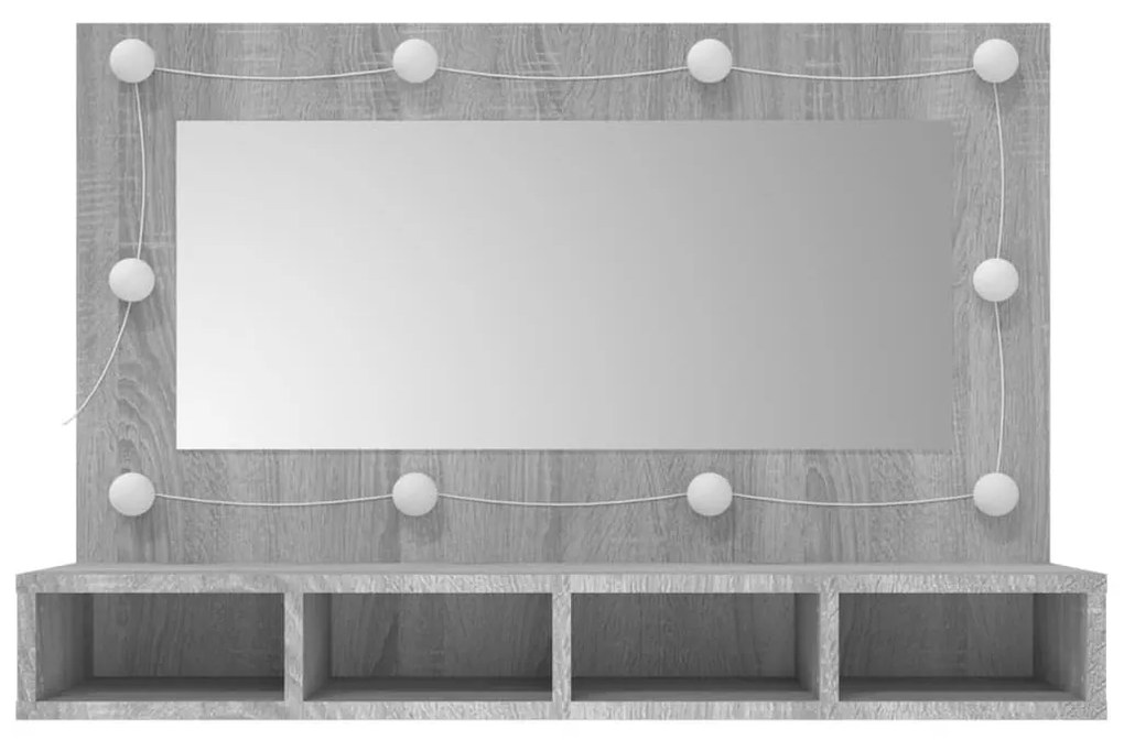 Έπιπλο Καθρέπτη με LED Γκρι Sonoma 90x31,5x62 εκ. - Γκρι