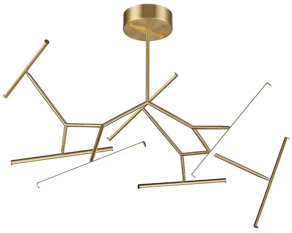 Φωτιστικό Οροφής Φωτεινοί Ράβδοι 2073 Led 3000Κ 68W Gold Matt Aluminum,Acrylic