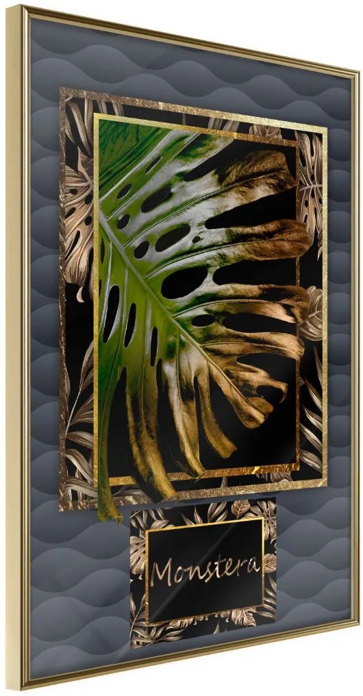 Αφίσα - Monstera in the Frame - 20x30 - Χρυσό - Χωρίς πασπαρτού