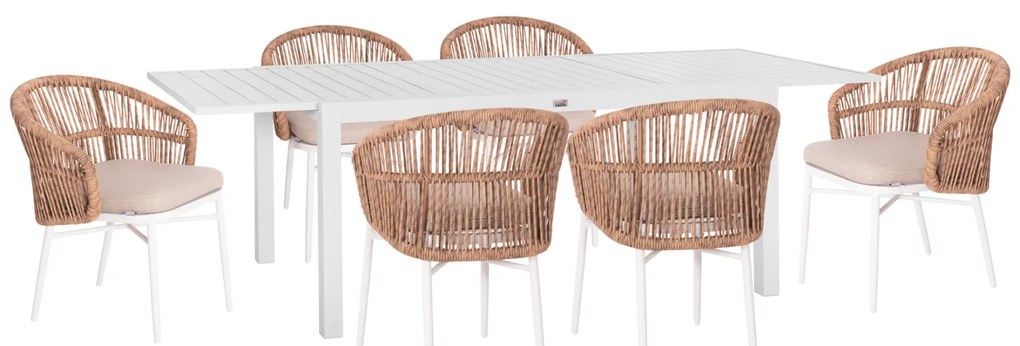 ΣΕΤ ΤΡΑΠΕΖΑΡΙΑΣ ΕΞ.ΧΩΡΟΥ 7ΤΜΧ KRUM HM21131.05 ΛΕΥΚΟ ΑΛΟΥΜΙΝΙΟ-P.E.RATTAN