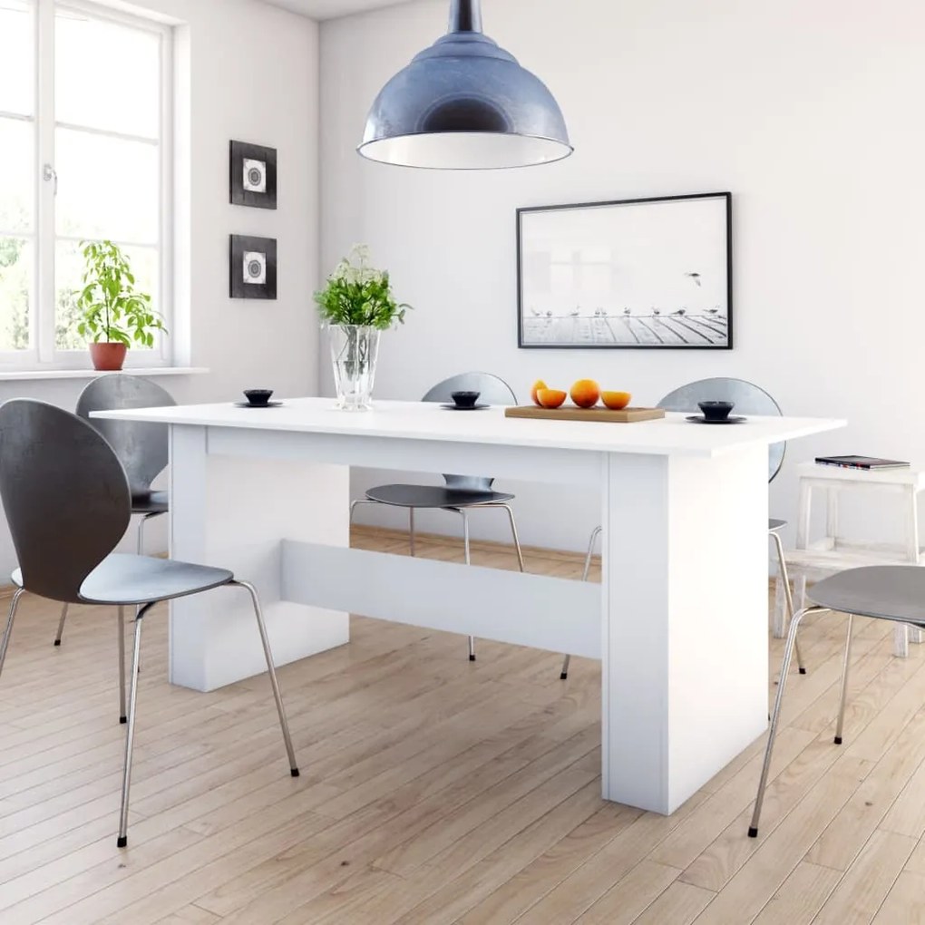 vidaXL Τραπεζαρία Λευκή 180 x 90 x 76 εκ. από Επεξ. Ξύλο