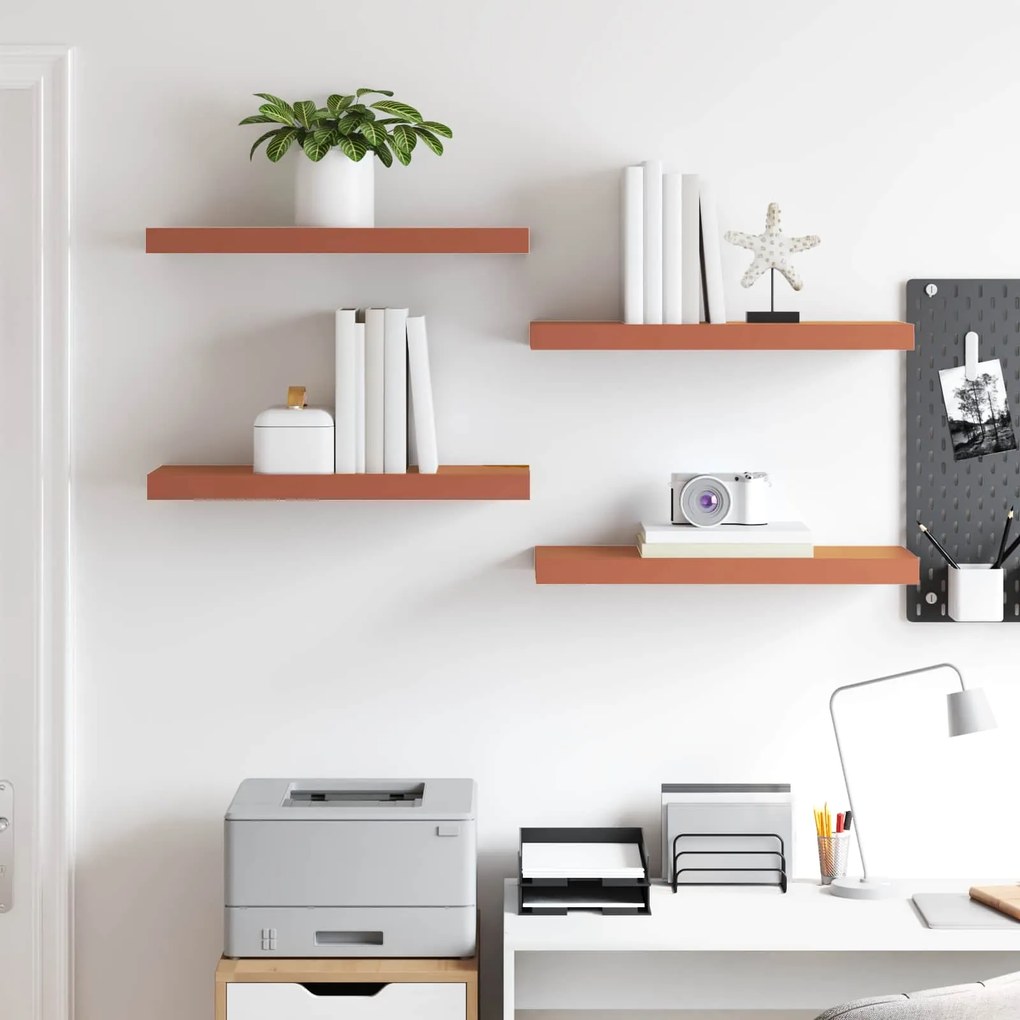 vidaXL Ράφι Τοίχου 4 pcs Κόκκινο 50 x 23 x 4 εκ. Επεξεργασμένο ξύλο