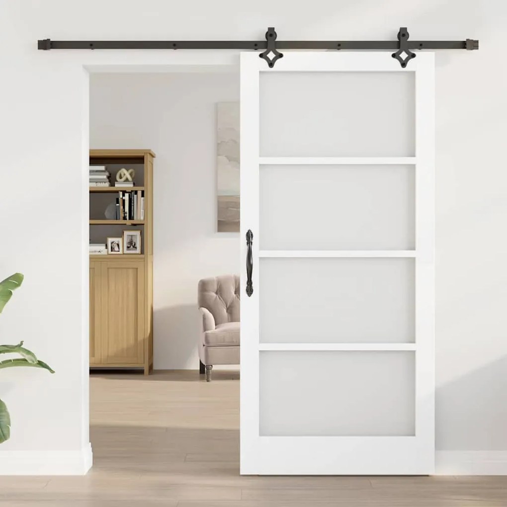 vidaXL Συρόμενη Πόρτα Χειροκίνητος Λευκό 93 x 202 cm Ξύλο και μέταλλο