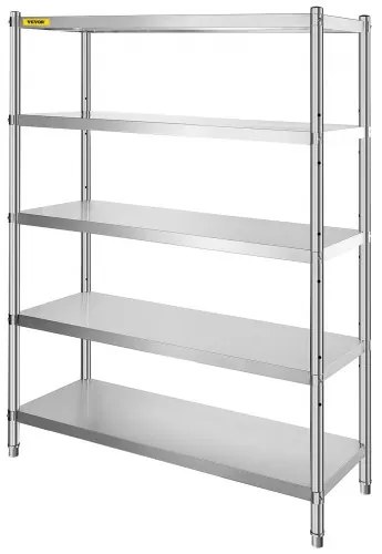 VEVOR Shelving Unit 48x18.5 Inch Storage Shelves 5-Tier shelving Units And Storage Adjustable Shelf Storage Unit Adjustable Feet Shelving Units Stainless Steel Kitchen Shelves