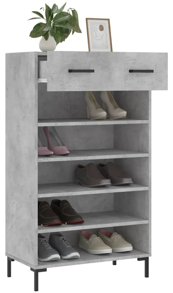 vidaXL Παπουτσοθήκη Γκρι Σκυροδέματος 60x35x105 εκ. από Επεξεργ. Ξύλο