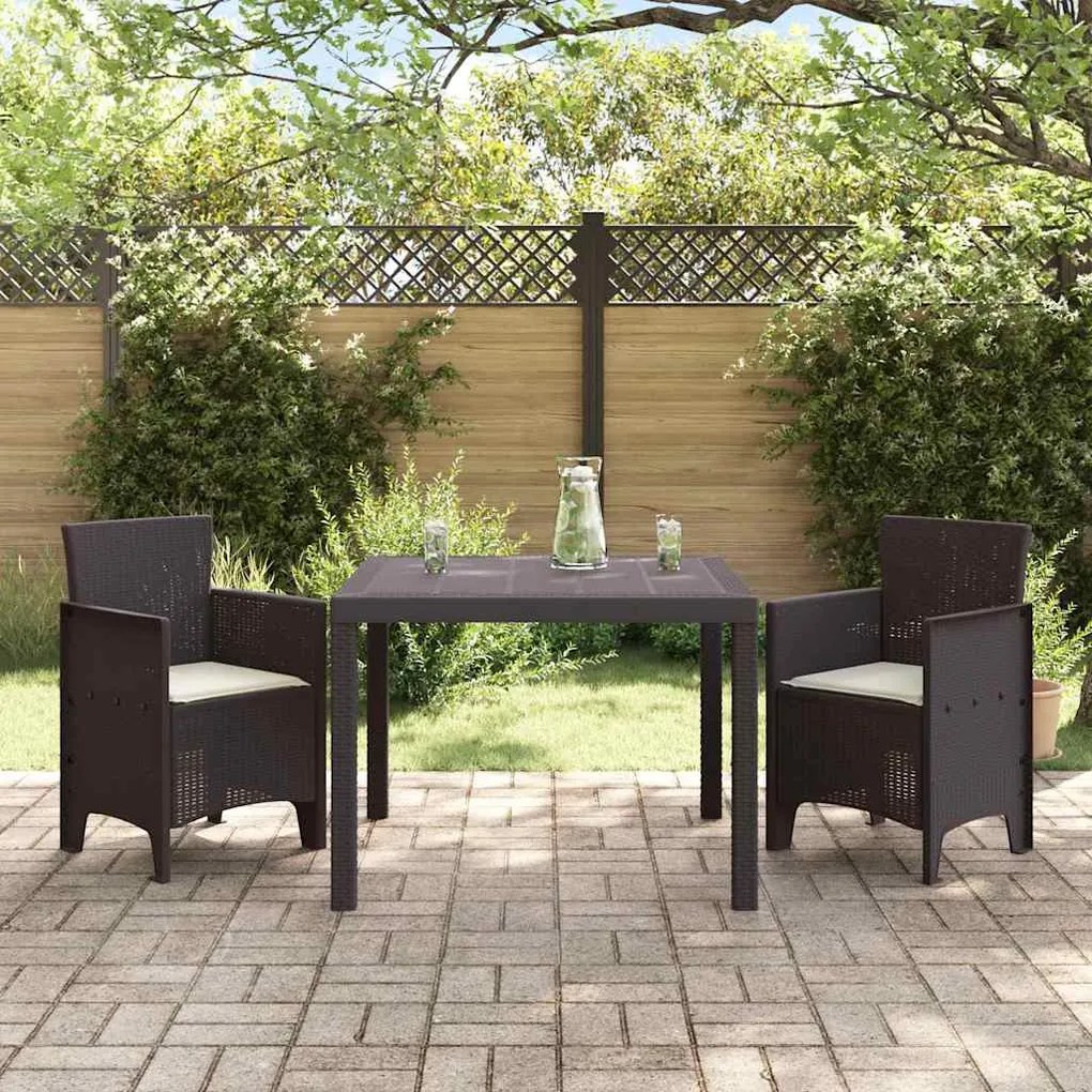 vidaXL Σέτ φαγητού για κήπο 3 pcs Καφέ Rattan Polt