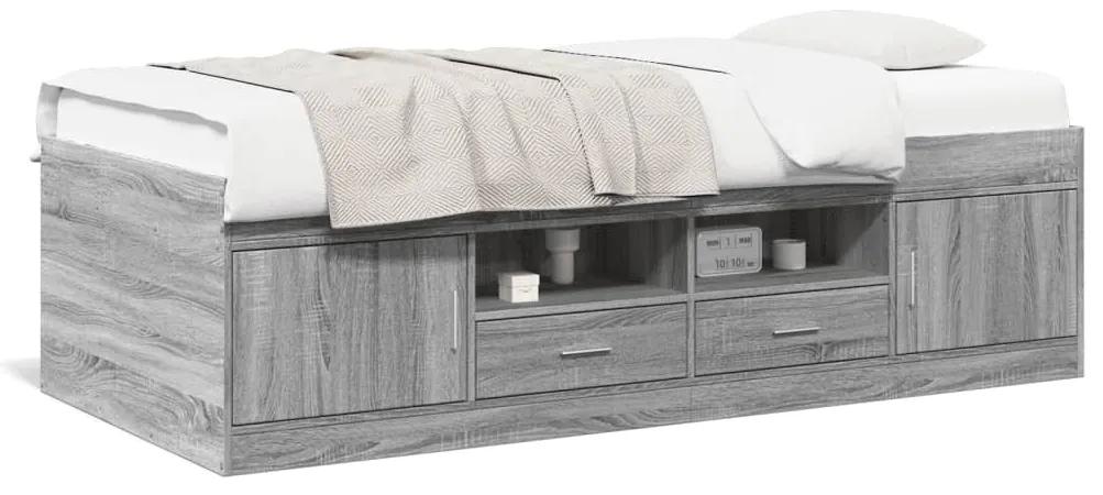 vidaXL Καναπές-Κρεβάτι με Συρτάρια Γκρι Sonoma 75x190 εκ. Επεξ. Ξύλο