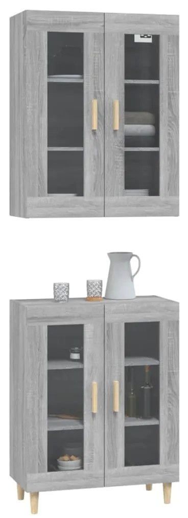 vidaXL Ντουλάπι Γκρι Sonoma 69,5 x 34 x 180 εκ. Επεξεργασμένο Ξύλο