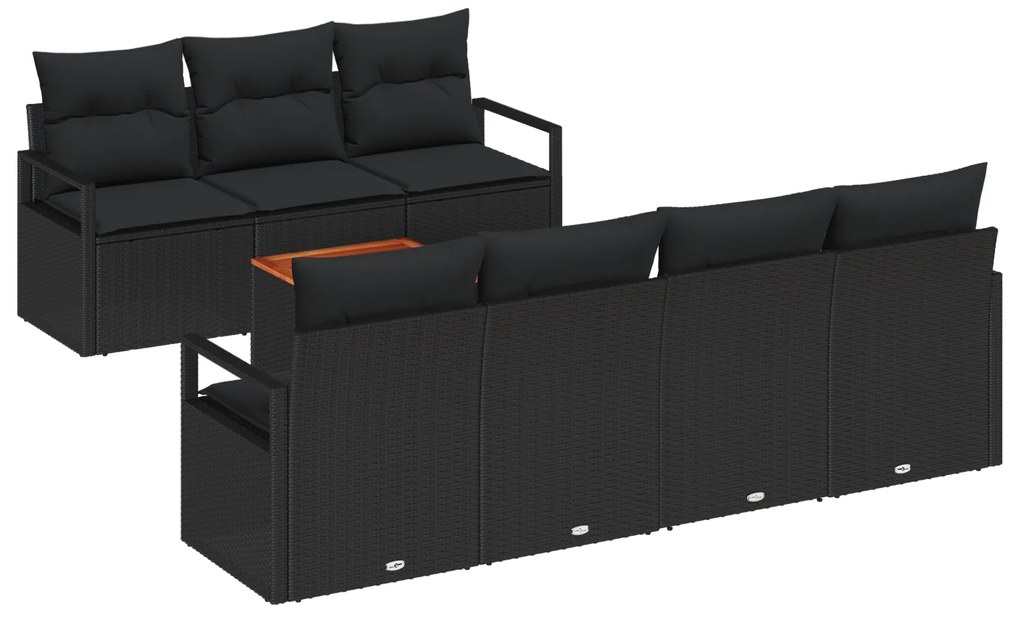 vidaXL Σετ Καναπέ Κήπου 8 pcs Μαύρο Μεσαίο Ρατάν
