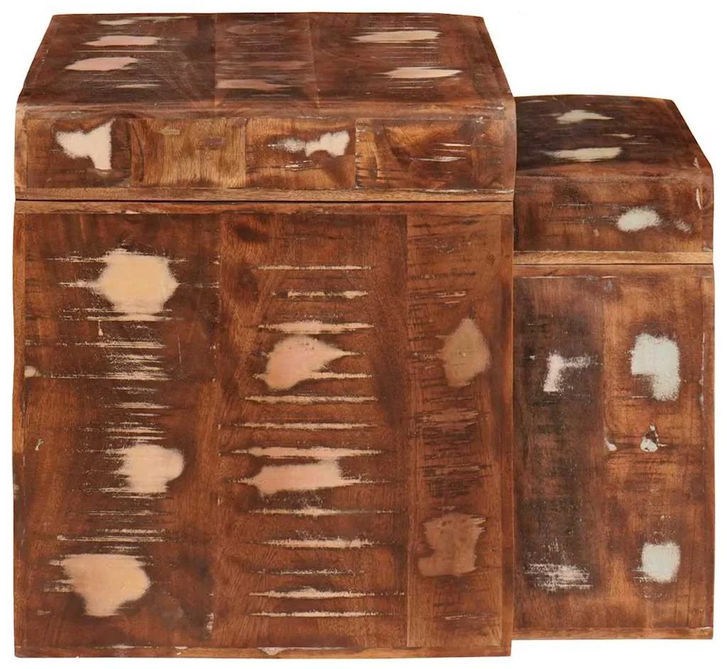 vidaXL Ένθετα τραπέζια 2 pcs Καφέ Στερεό Ανακτηθέν Ξύλο