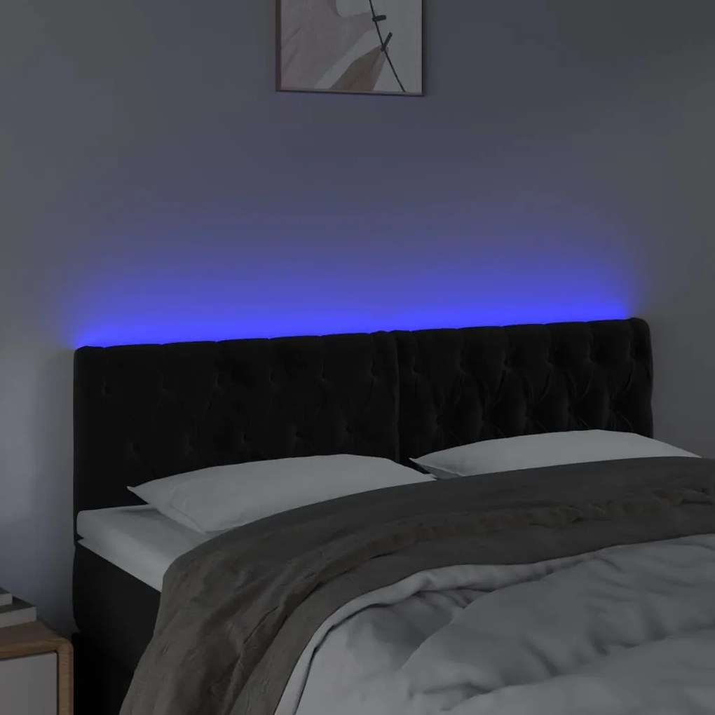 vidaXL Κεφαλάρι Κρεβατιού LED Μαύρο 160x7x78/88 εκ. Βελούδινο