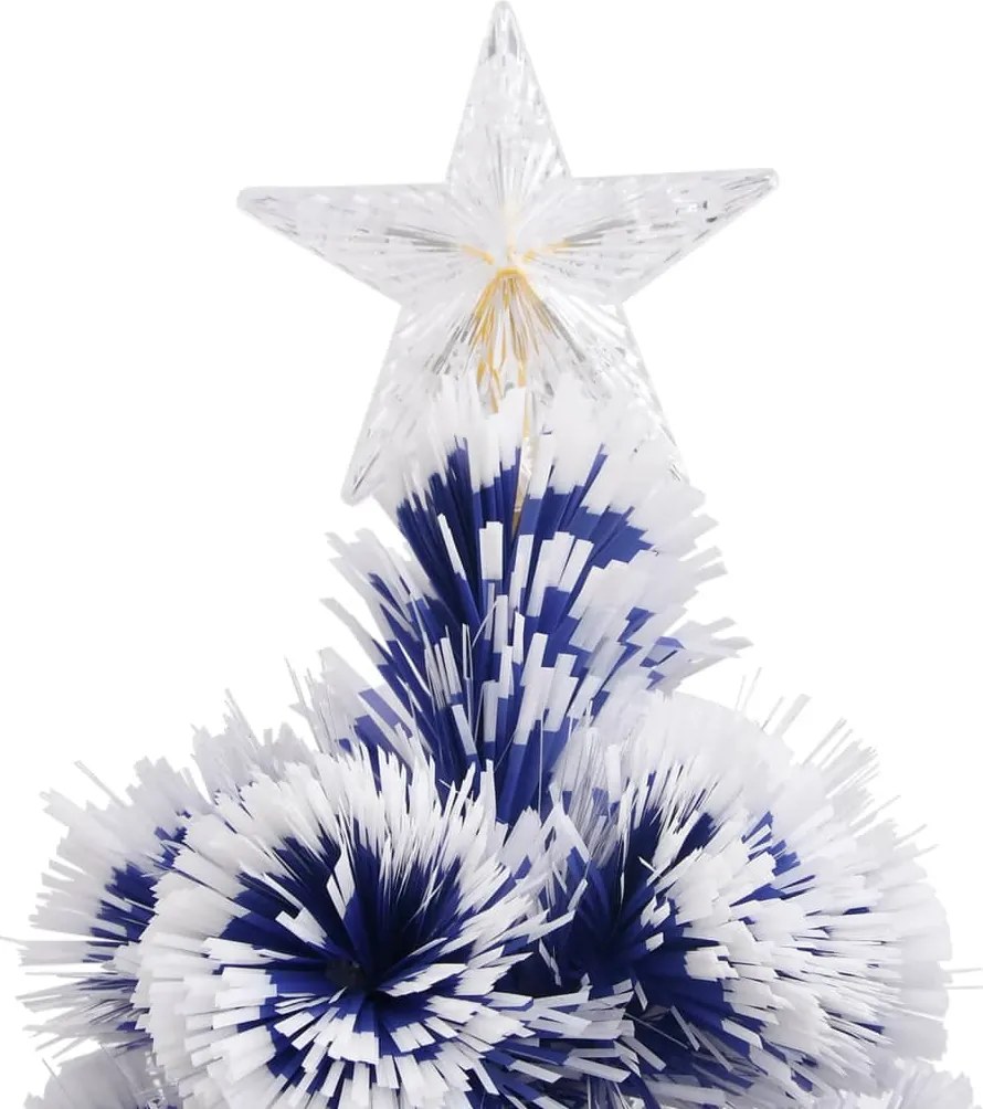 vidaXL Χριστ. Δέντρο Τεχνητό Προφωτισμένο Οπτικές Ίνες Λευκό/Μπλε 64εκ