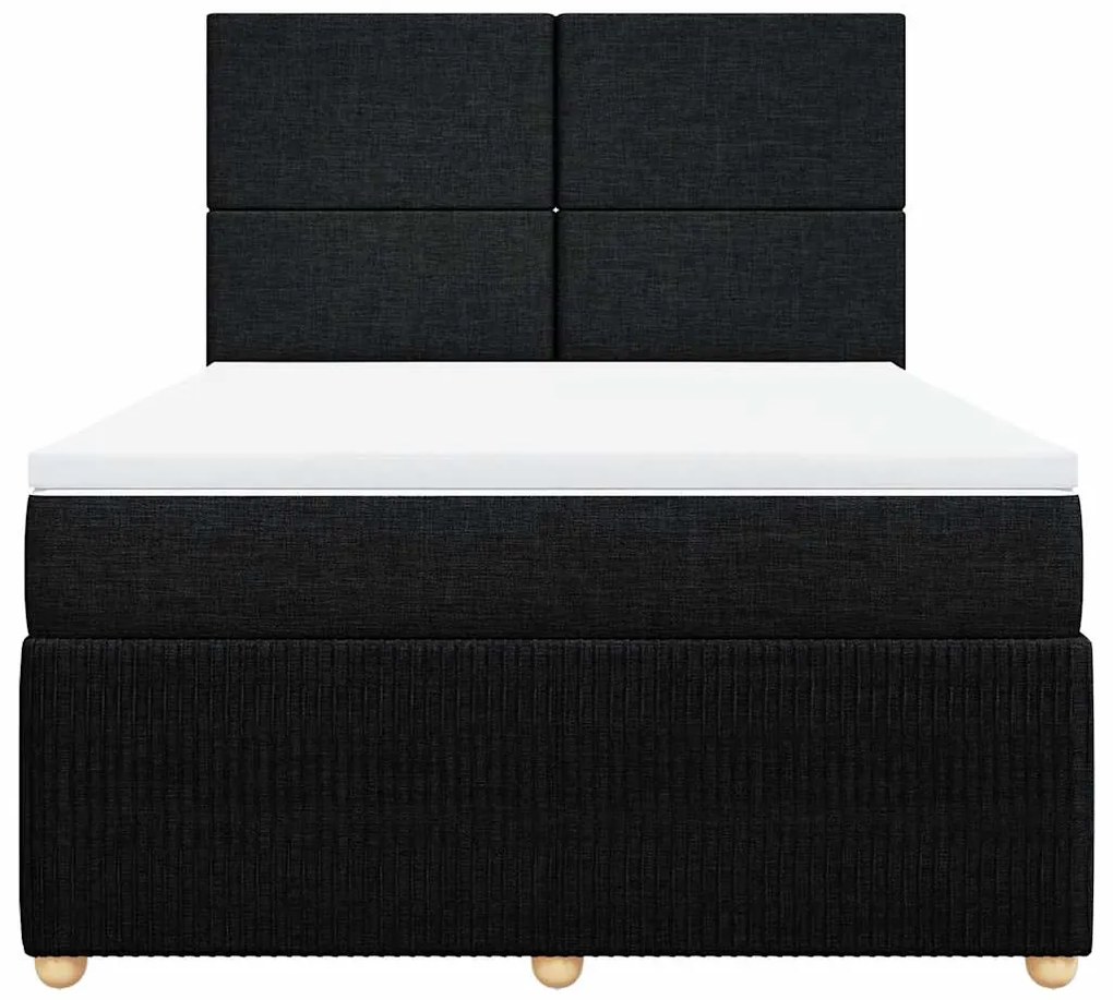 vidaXL Κρεβάτι Boxspring με Στρώμα Μαύρο 140x190 εκ. Υφασμάτινο