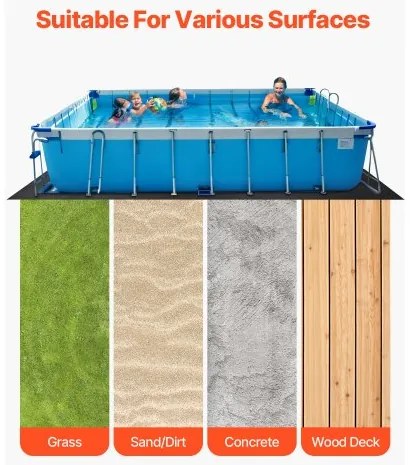 VEVOR Rectangle Pool Liner Pad, 16 x 32 ft Pool Liner Pad for Above Ground Swimming Pools, Extra-Thick Pool Mat, Prevents Punctures, Recycled Geotextile Material Underlayment Pad, Extend Liner Life