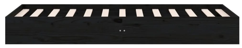 vidaXL Πλαίσιο Κρεβατιού Μαύρο 75 x 190εκ. από Μασίφ Ξύλο Small Single