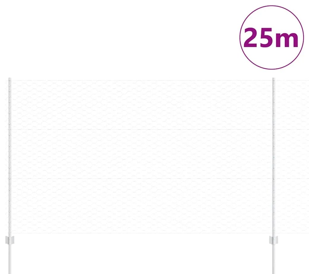 vidaXL Φράχτης με Στήλες. Ασημί 1.4 x 25 m Ατσάλι