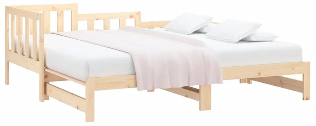vidaXL Καναπές Κρεβάτι Συρόμενος 2x(80x200) εκ. από Μασίφ Ξύλο Πεύκου