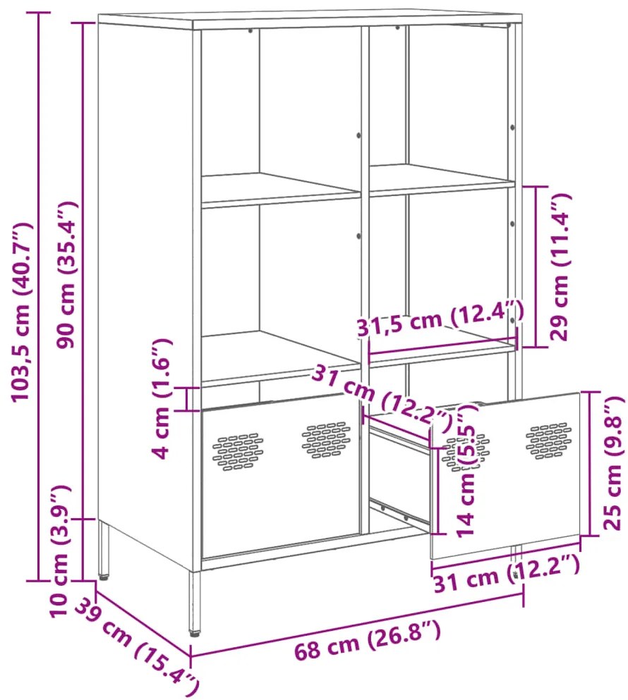 Ντουλάπι Μαύρο 68x39x103,5 εκ. από Χάλυβα - Μαύρο