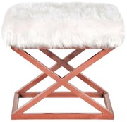 Σκαμπό Capraz Plush 383EVN1231 50x40x42cm Copper-White