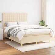 vidaXL Κρεβάτι Boxspring με Στρώμα Κρεμ 140x190 εκ. Υφασμάτινο