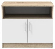 Κομοδίνο Galdow μελαμίνη σε sonoma-λευκή απόχρωση 80x45x60εκ 80x45x60 εκ.