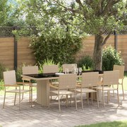 vidaXL Σέτ φαγητού για κήπο 9 pcs Μπεζ 240 x 90 εκ.