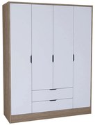 Ντουλάπα Τετράφυλλη Nisan 350MWD1130 170x45x183cm Light Walnut-White Τετράφυλλη