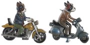 Διακοσμητική Φιγούρα DKD Home Decor 27 x 10 x 24 cm Κόκκινο Μπλε Μοτοσικλέτα Κίτρινο Vintage Σκύλος (x2)