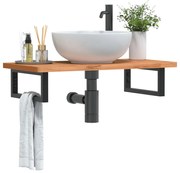 vidaXL Ράφι Νιπτήρα Τοίχου από Ατσάλι / Μασίφ Ξύλο Οξιάς