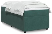 vidaXL Κρεβάτι Boxspring με Στρώμα Σκούρο Πράσινο 90x200 εκ. Βελούδινο