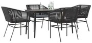 Σετ Τραπεζαρίας Κήπου 5Τεμ. Μαύρο Συνθ.Ρατάν/Γυαλί με Μαξιλάρια