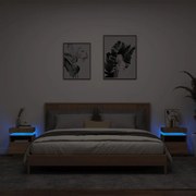 Κομοδίνα με Φώτα LED 2 τεμ. Sonoma Δρυς 40x39x48,5 εκ. - Καφέ