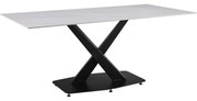 Τραπέζι Tafel pakoword Sintered stone λευκό με μεταλλικά πόδια σε μαύρη απόχρωση 180x90x76εκ 180x90x76 εκ.
