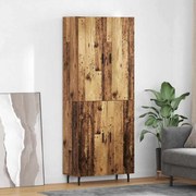 Highboard Παλιό Ξύλο 69,5 x 34 x 180 εκ. Σύνθετο Ξύλο και Γυαλί