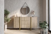 Μπουφές Vera S Φυσικό Δρυς + Χρυσά Πόδια 150x87x45cm με 3 συρτάρια - BOG4589