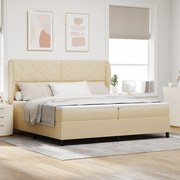 vidaXL Κρεβάτι με ελατήρια με στρώμα Κρεμ 200 x 200 cm ύφασμα