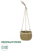 GloboStar® Artificial Garden POROS 20489 Κρεμαστό Πλεκτό Καλάθι - Κασπώ Γλάστρα - Flower Pot Μπεζ Φ20cm x Υ50cm