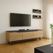 Σύνθετο σαλονιού Kasia σε μαύρο μαρμάρου-sonoma απόχρωση 180x35x48.5εκ 180x35x48.5 εκ.