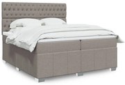 Κρεβάτι Boxspring με Στρώμα Taupe 200x200 εκ. Υφασμάτινο - Μπεζ-Γκρι